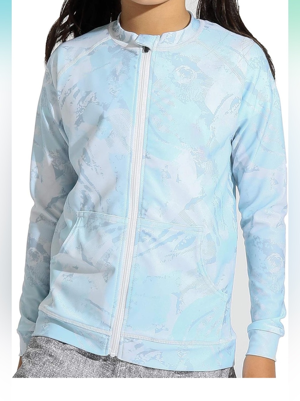 Kids Long Sleeve Zip Rash Guard, UPF50+ UV Sun Protect  Quick Dry Swimming shir
